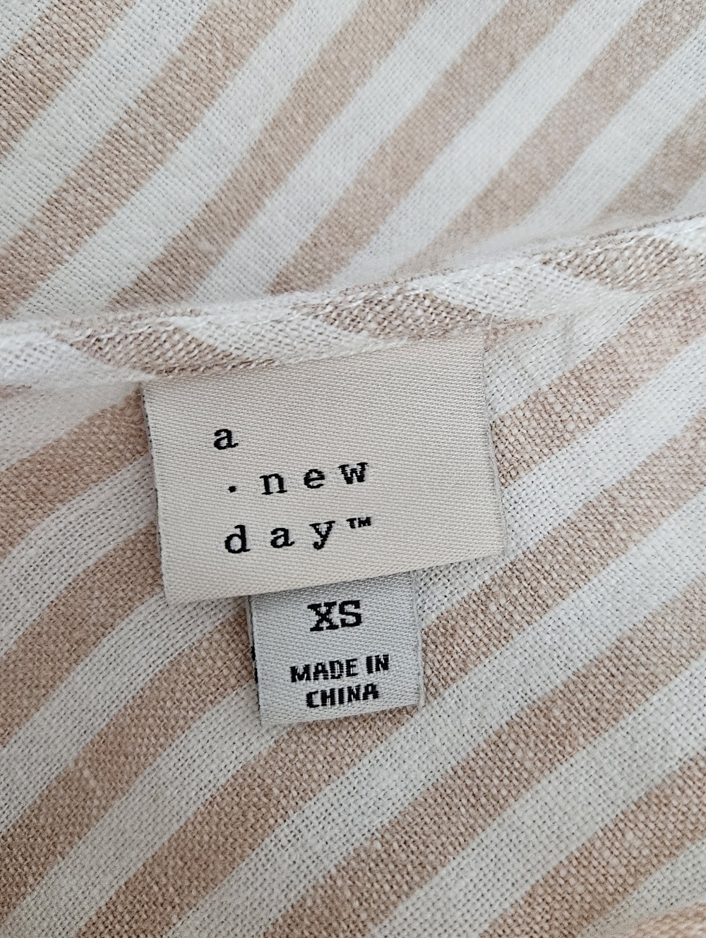 A New Day Cropped Jumpsuit Linen Beige Stripe Tie Straps V Neck Pants Romper XS - Picture 5 of 7